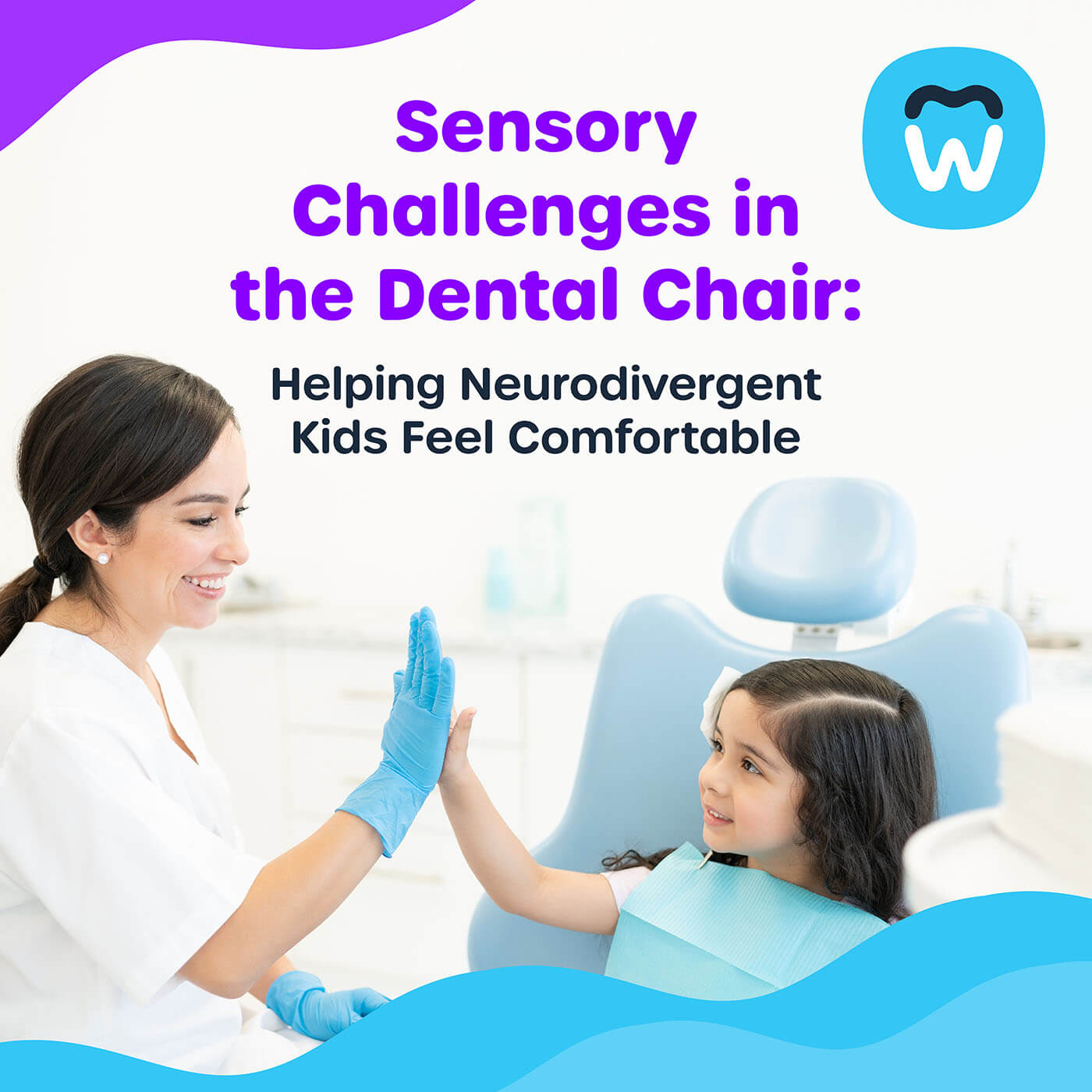 Image of dental hygienist giving girl a high five in dentist office with the title of the article in text over the image