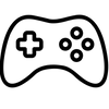 Black outline of a gaming controller on a white background
