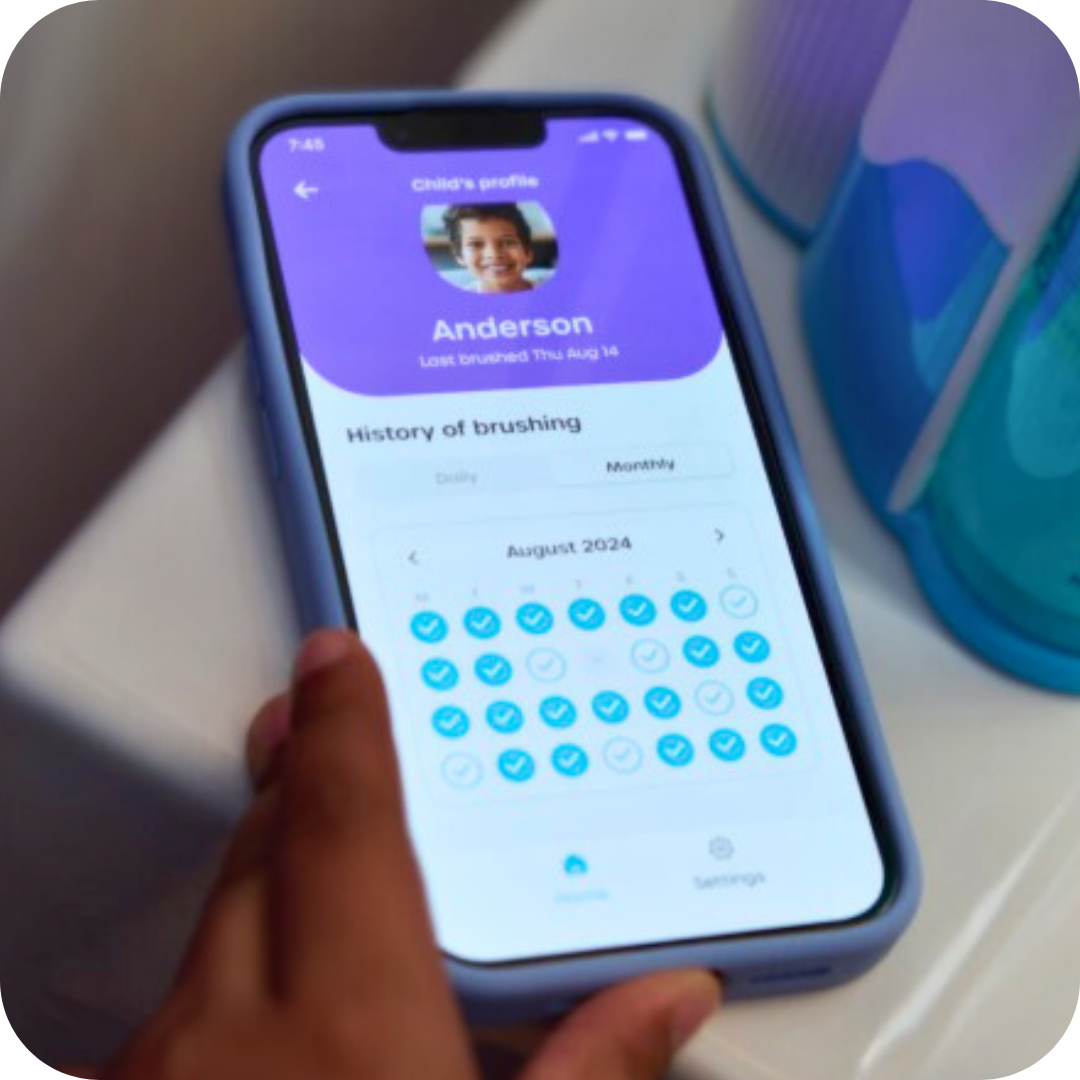 Close up of brushing history tracker on Willo toothbrush app