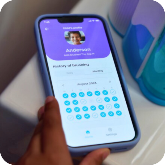 Close up of brushing history tracker on Willo toothbrush app