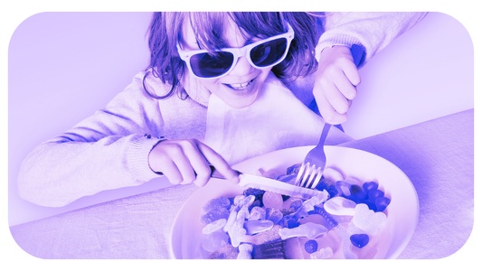 Kid eating candy for dinner