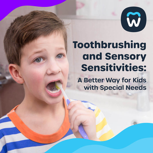 Image of boy in a bathroom brushing his teeth with a traditional toothbrush and looking concerned. Title of article is written on top of the image.