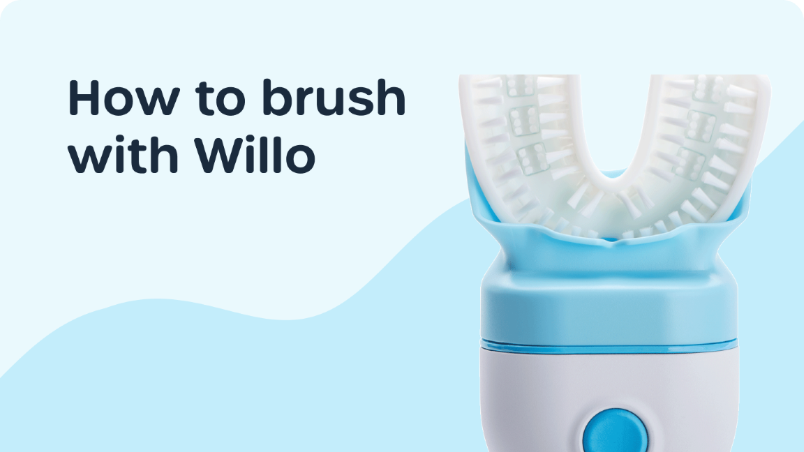 Button to view video on how to brush with Willo AutoFlo+