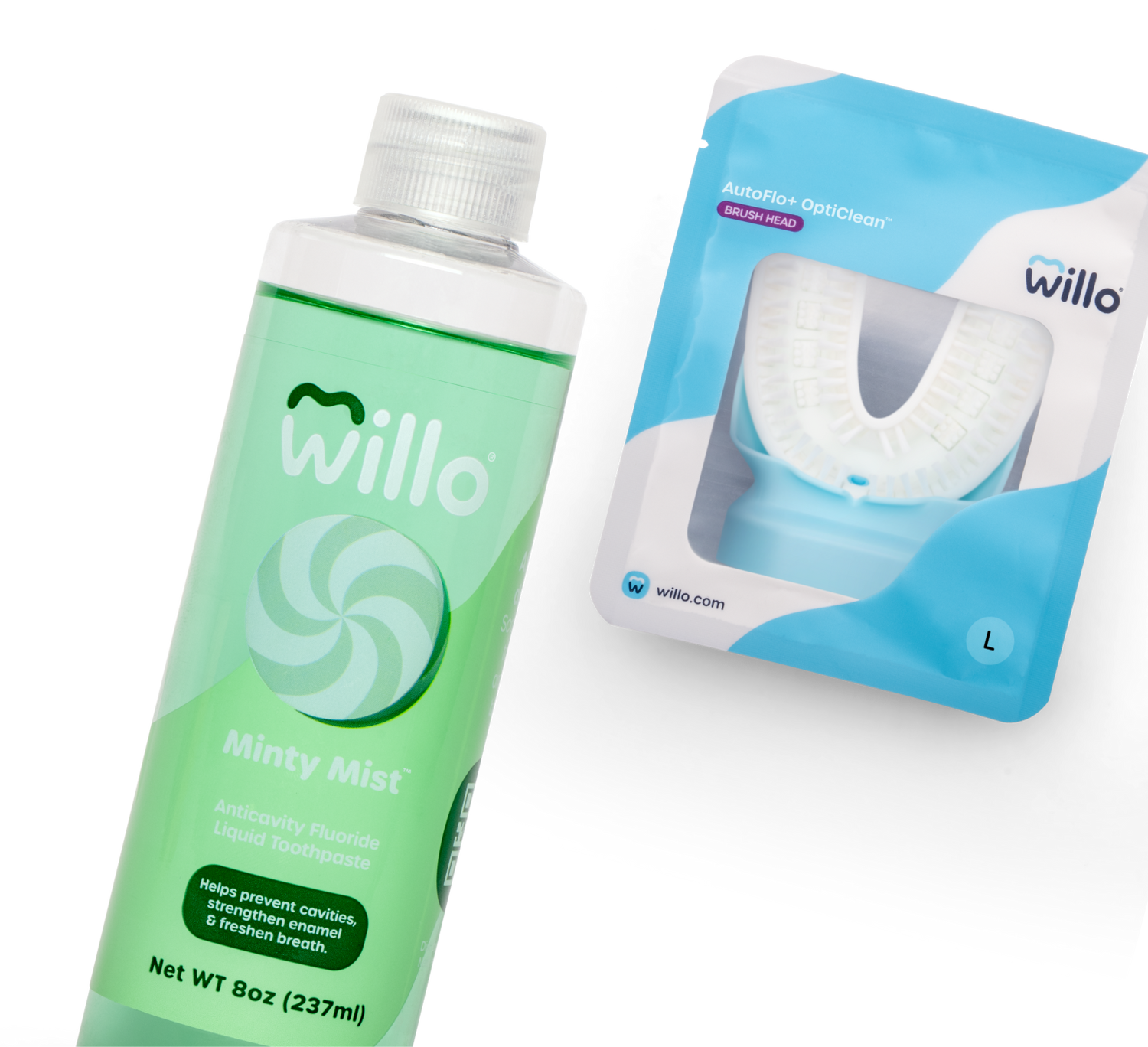 Willo minty mist product and packaging on a white background