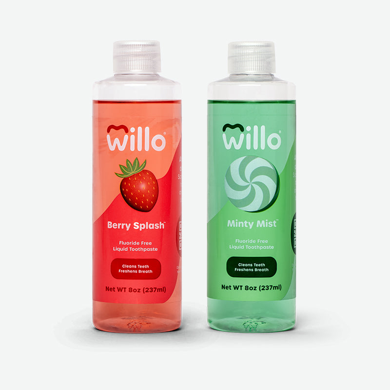 2 pack of Willo kids Fluoride Free toothpaste in Strawberry and Mint