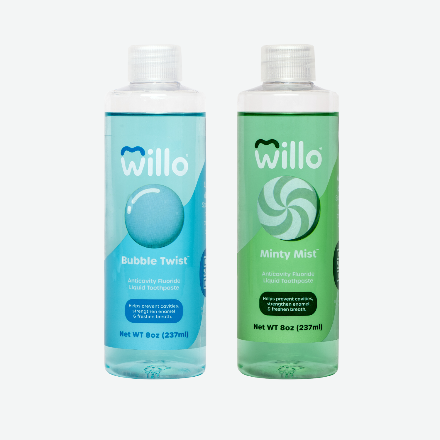 2 pack of Willo kids toothpaste in Bubblegum and Mint