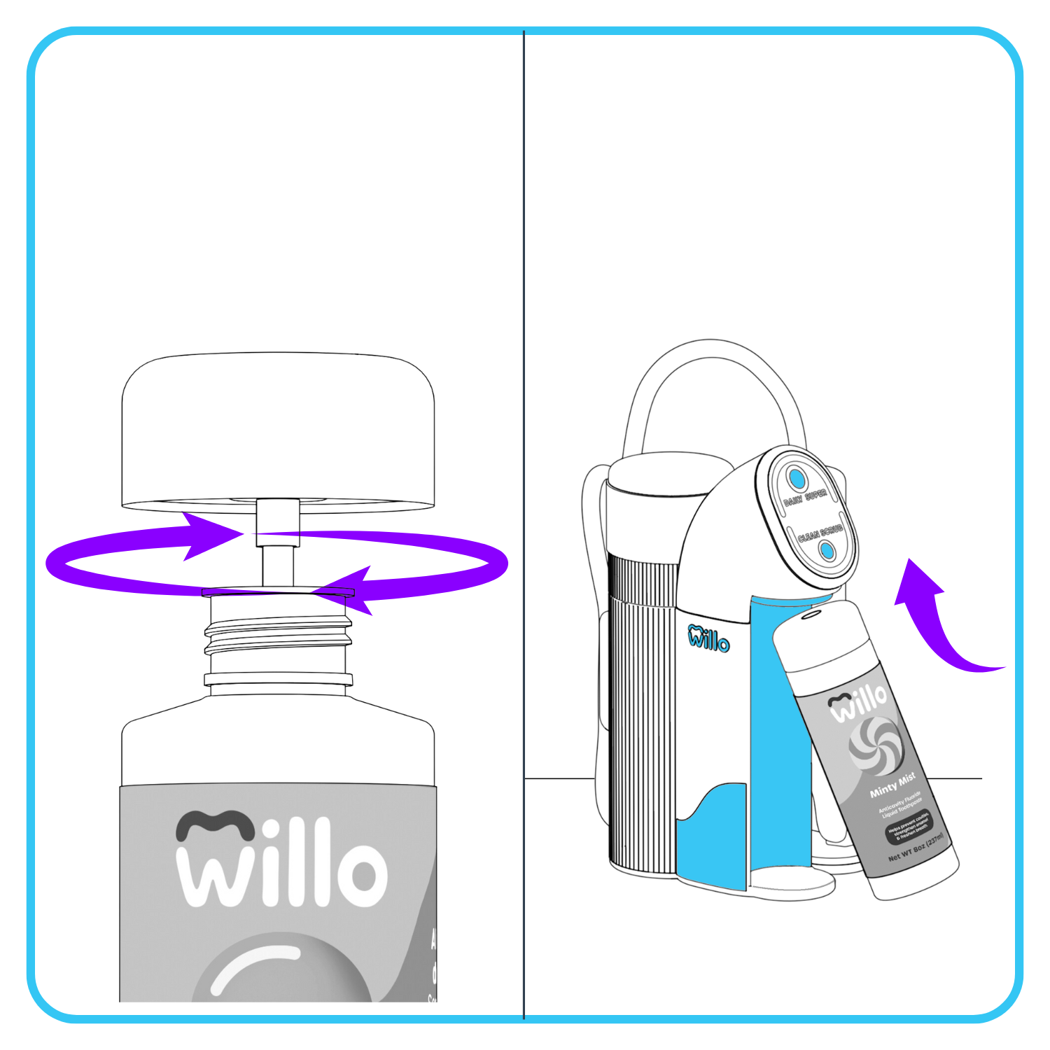 how to screw on toothpaste lid and insert into AutoFlo+ top first