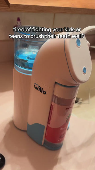 A parent testimonial video detailing the effectiveness of Willo oral care products, showcasing a child using the automated toothbrush while highlighting the features of the connected mobile companion app for parental habit tracking. Shows how the Willo products gets rid of the daily brushing battle. 