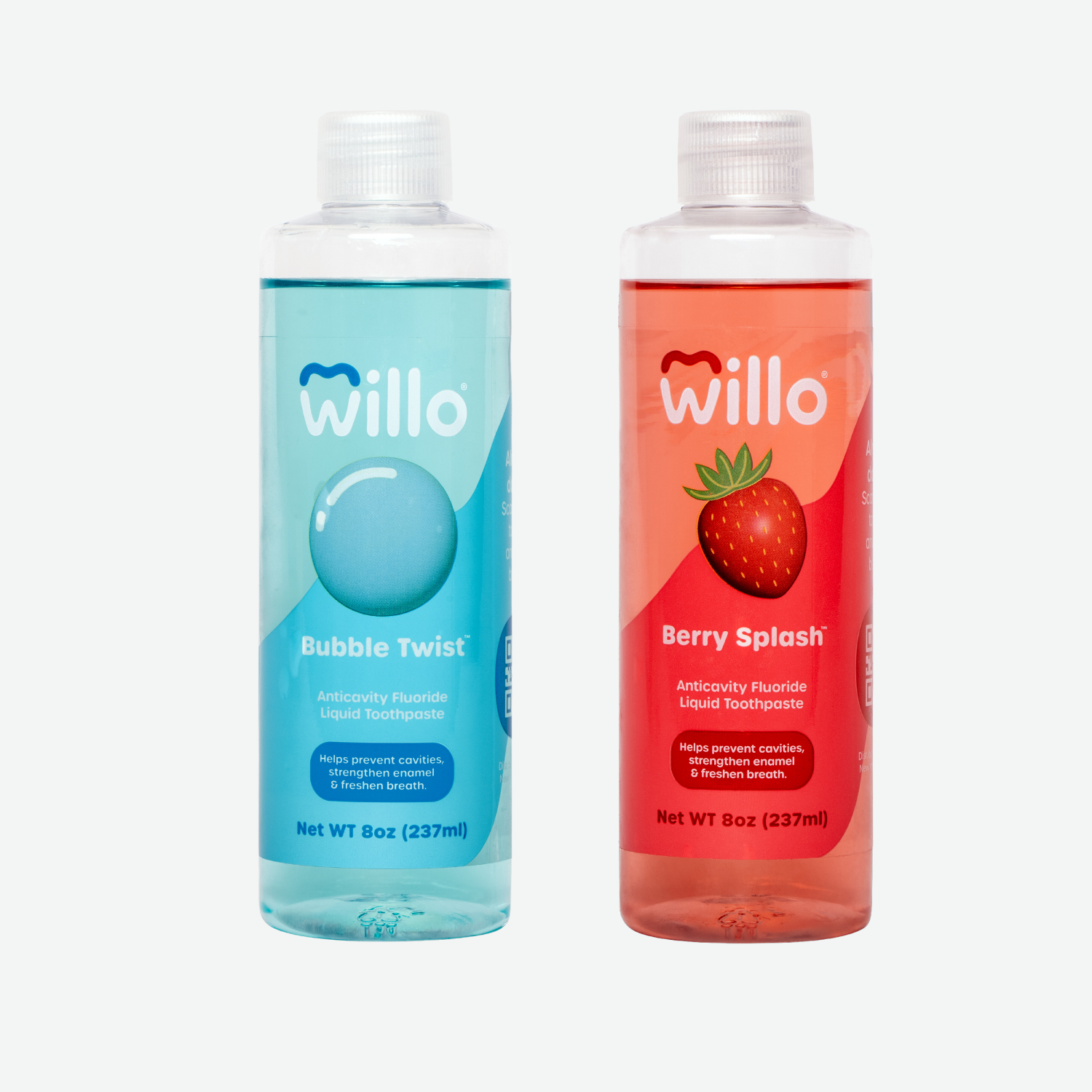 2 pack of Willo kids toothpaste in Bubblegum and Strawberry 