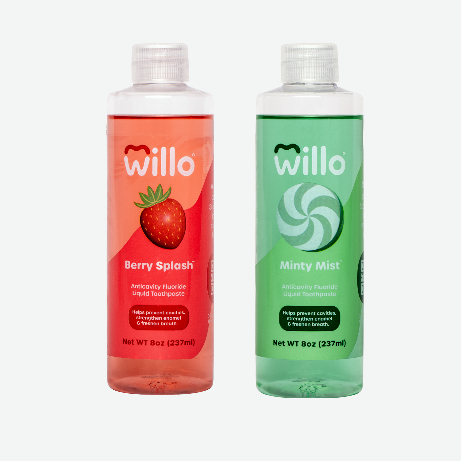 2 pack of Willo kids toothpaste in Mint and Strawberry 