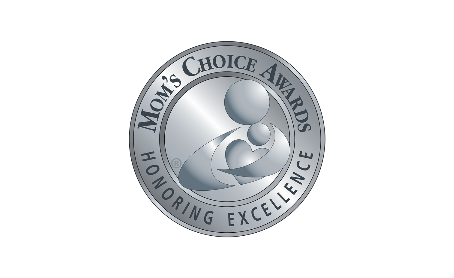 Mom's Choice Awards Honoring Excellence silver seal badge.