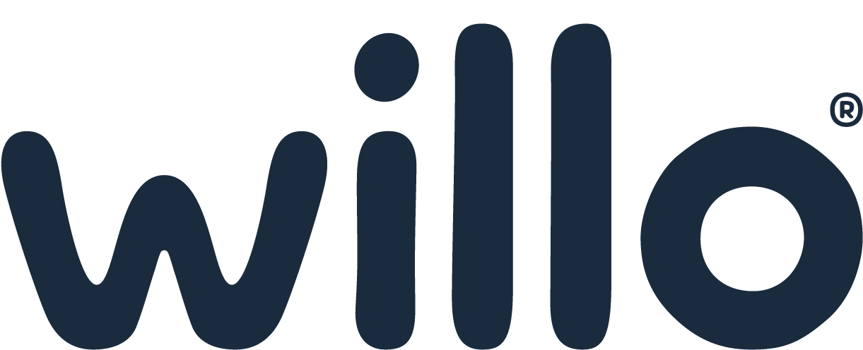 Willo logo in blue with white accent